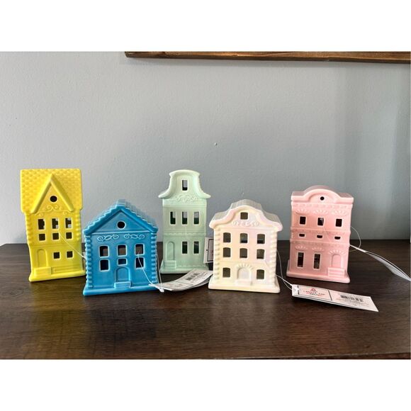 Target Bullseye Pastel Light Up Houses Christmas Village Easter Houses Set of 5 - Picture 1 of 11